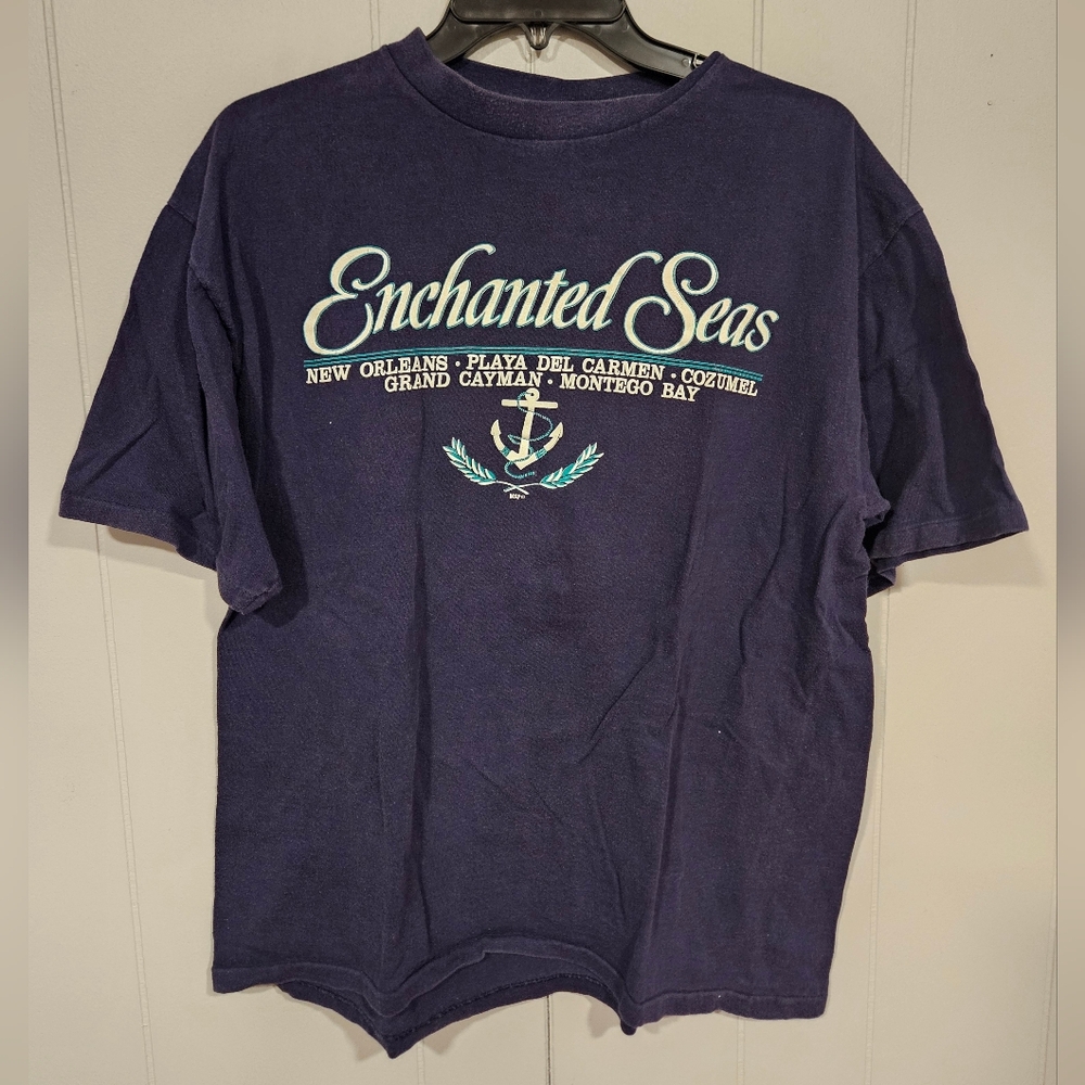 Vintage Commodore Cruise Line Ship T-Shirt Sz Large Enchanted Seas Single Stitch
